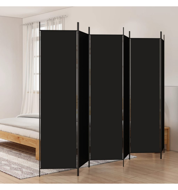 Cloison de séparation 6 panneaux Noir 300x200 cm Tissu | Mobilier & Déco
