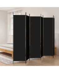Cloison de séparation 6 panneaux Noir 300x200 cm Tissu | Mobilier & Déco