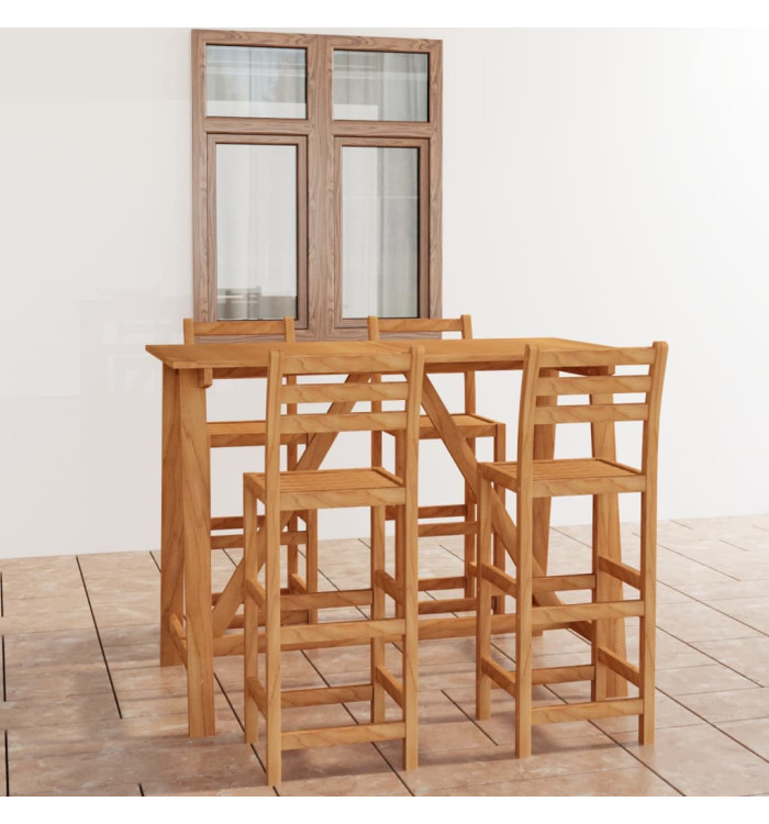 Ensemble de bar d'extérieur 5 pcs Bois d'acacia massif | Mobilier & Déco