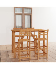 Ensemble de bar d'extérieur 5 pcs Bois d'acacia massif | Mobilier & Déco