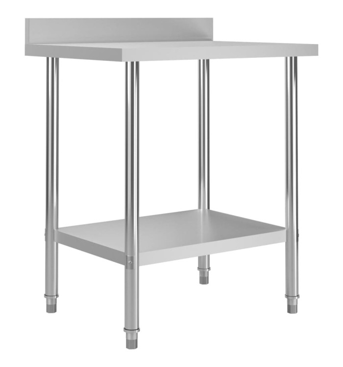 Table de travail de cuisine avec dosseret 80x60x93 cm Inox | Mobilier & Déco