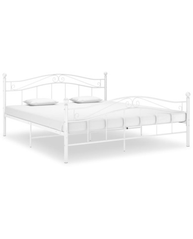 Cadre de lit sans matelas blanc métal 160x200 cm | Mobilier & Déco