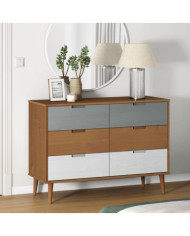 Commode MOLDE Marron 113x40x80 cm Bois de pin massif | Mobilier & Déco