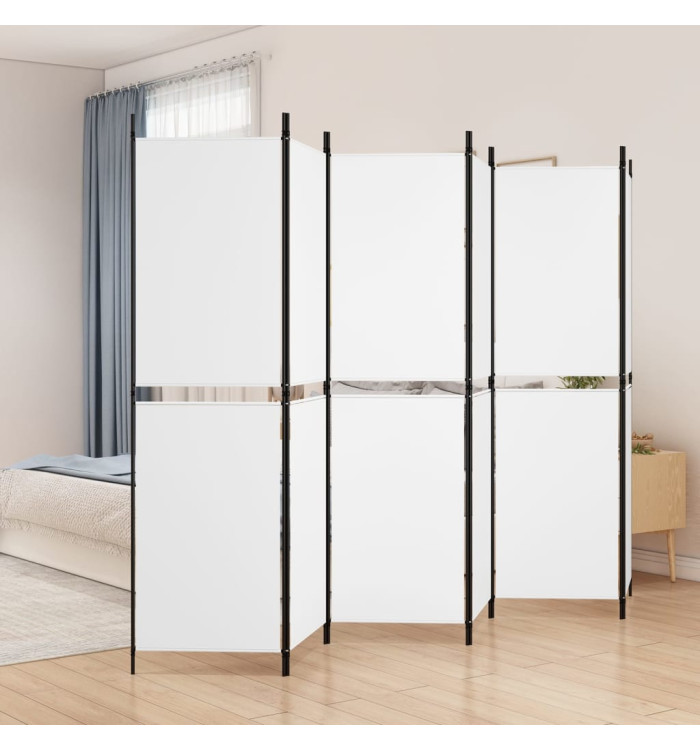 Cloison de séparation 6 panneaux Blanc 300x180 cm Tissu | Mobilier & Déco