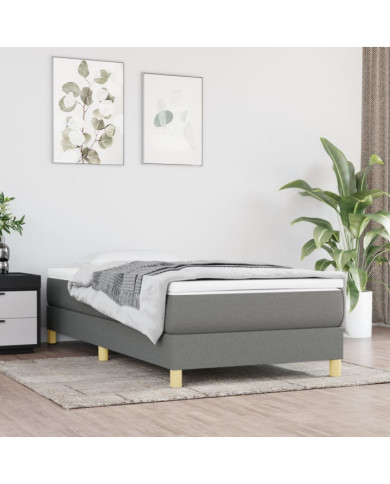 Sommier à lattes de lit avec matelas Gris foncé 90x200 cm Tissu | Mobilier & Déco