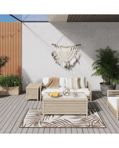 Tapis d'extérieur marron et blanc 80x150 cm design réversible | Mobilier & Déco