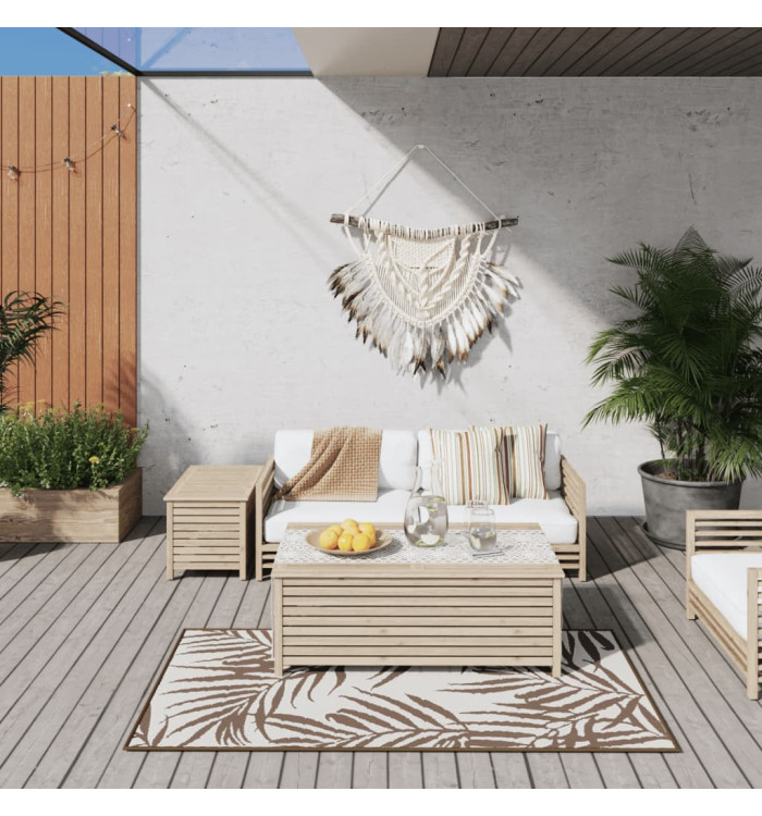 Tapis d'extérieur marron et blanc 80x150 cm design réversible | Mobilier & Déco