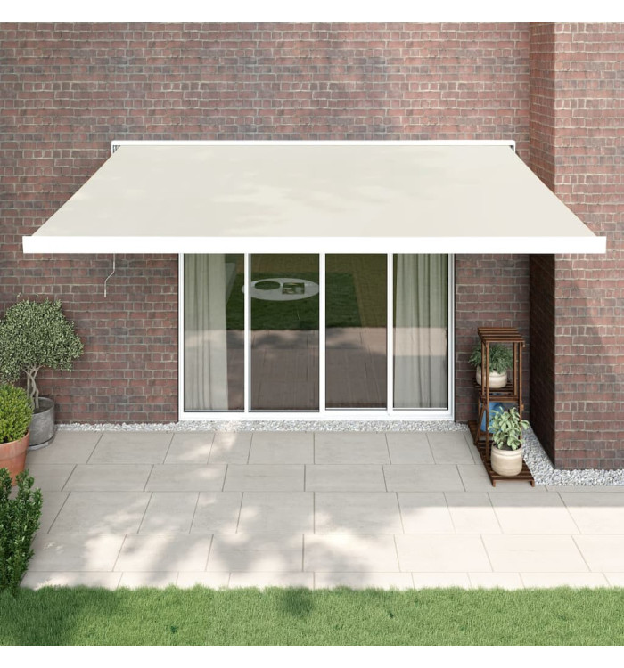Auvent rétractable crème 4x3 m tissu et aluminium | Mobilier & Déco