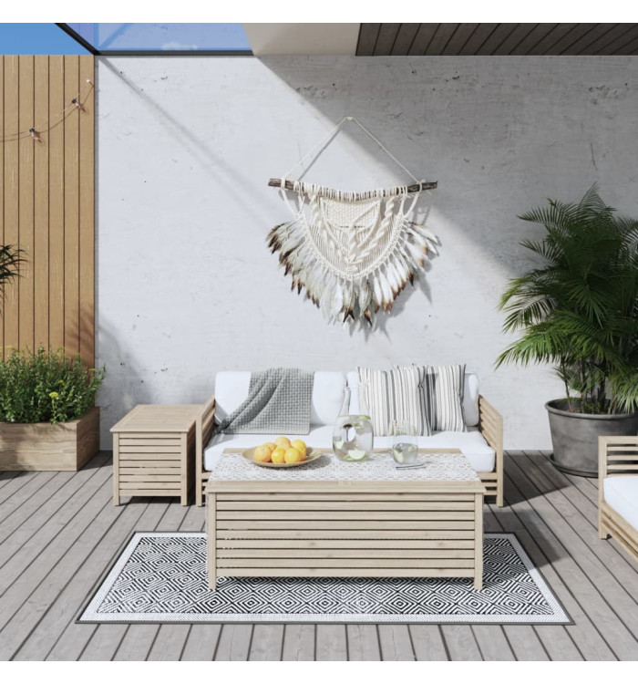 Tapis d'extérieur gris et blanc 80x150 cm design réversible | Mobilier & Déco