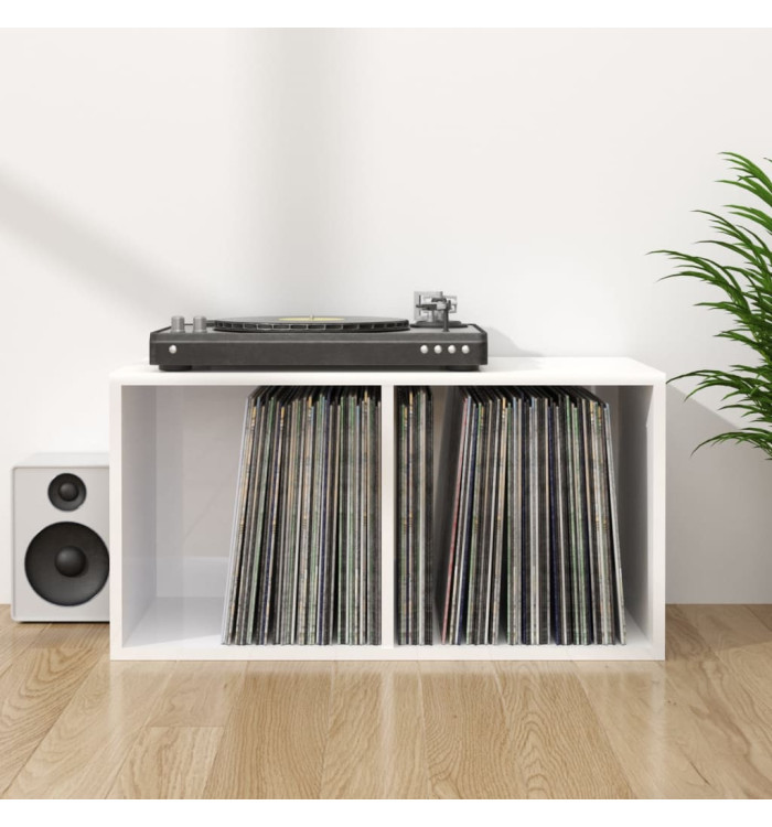 Boîte de rangement de vinyles Blanc brillant 71x34x36 cm | Mobilier & Déco