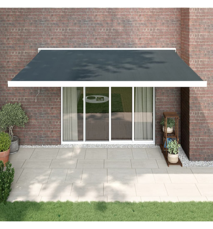 Auvent rétractable anthracite 4x3 m tissu et aluminium | Mobilier & Déco