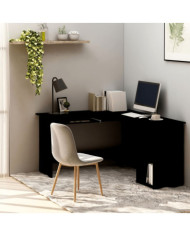 Bureau d'angle en forme de L Noir 120x140x75cm bois ingénierie | Mobilier & Déco