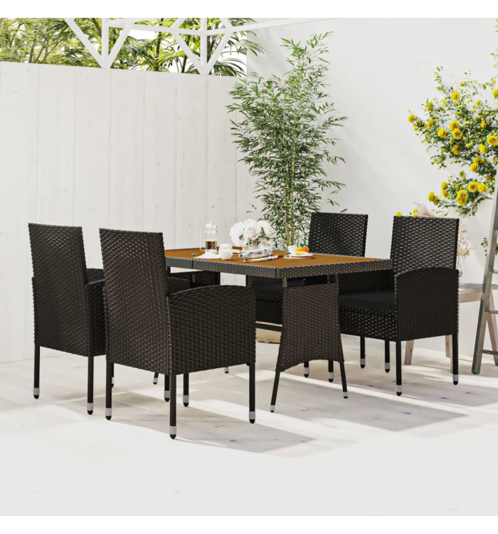 Ensemble à manger d'extérieur 5 pcs Résine tressée Noir | Mobilier & Déco