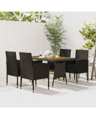 Ensemble à manger d'extérieur 5 pcs Résine tressée Noir | Mobilier & Déco