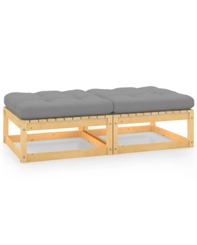 Repose-pieds de jardin avec coussins lot de 2 Pin massif | Mobilier & Déco