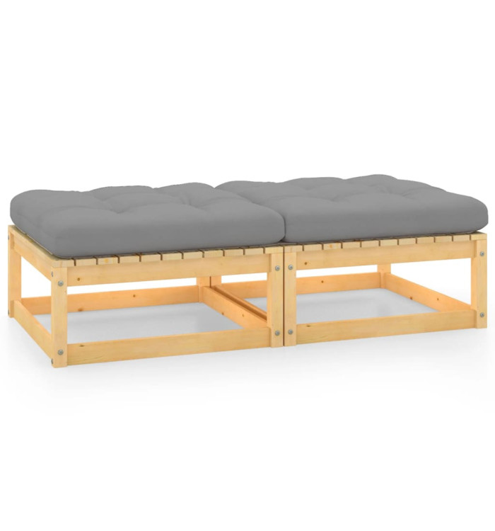 Repose-pieds de jardin avec coussins lot de 2 Pin massif | Mobilier & Déco