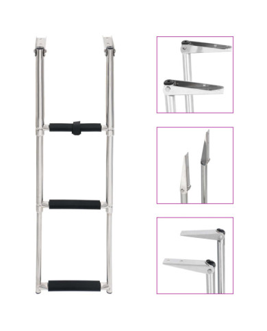 Échelle d'embarquement pliable 3 marches Acier inoxydable | Mobilier & Déco