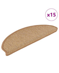 Tapis d'escalier autocollants aspect sisal 15 pcs 65x21x4 cm | Mobilier & Déco