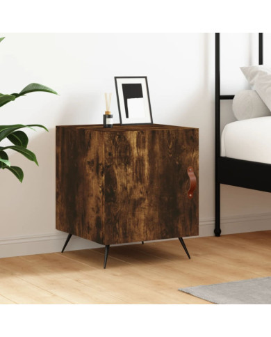 Table de chevet chêne fumé 40x40x50 cm bois d'ingénierie | Mobilier & Déco
