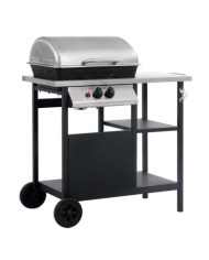 Barbecue à gaz avec tablette à 3 couches Noir et argenté | Mobilier & Déco