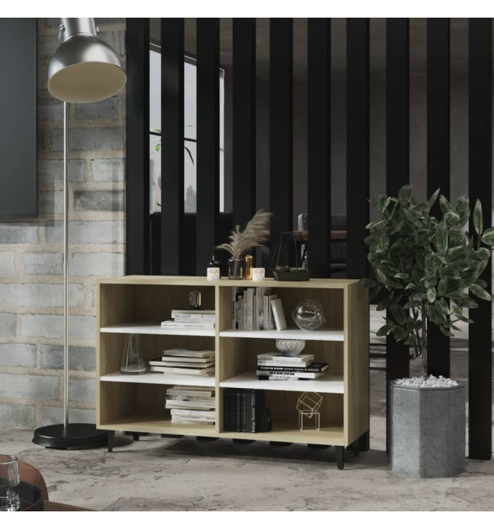 Buffet blanc et chêne sonoma 103,5x35x70 cm bois d'ingénierie | Mobilier & Déco