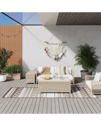 Tapis d'extérieur marron et blanc 80x250 cm design réversible | Mobilier & Déco