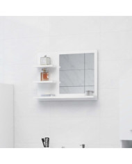 Miroir de salle de bain blanc brillant bois d’ingénierie | Mobilier & Déco