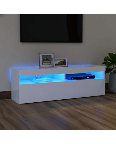 Meuble TV avec lumières LED blanc 120x35x40 cm | Mobilier & Déco