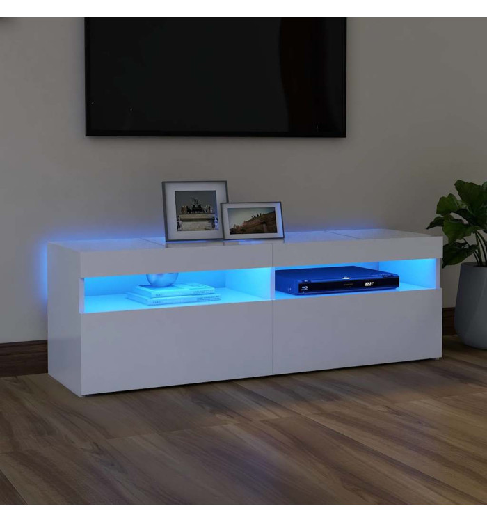 Meuble TV avec lumières LED blanc 120x35x40 cm | Mobilier & Déco