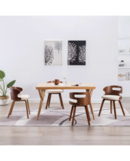 Chaises à manger lot de 4 crème bois courbé et similicuir | Mobilier & Déco