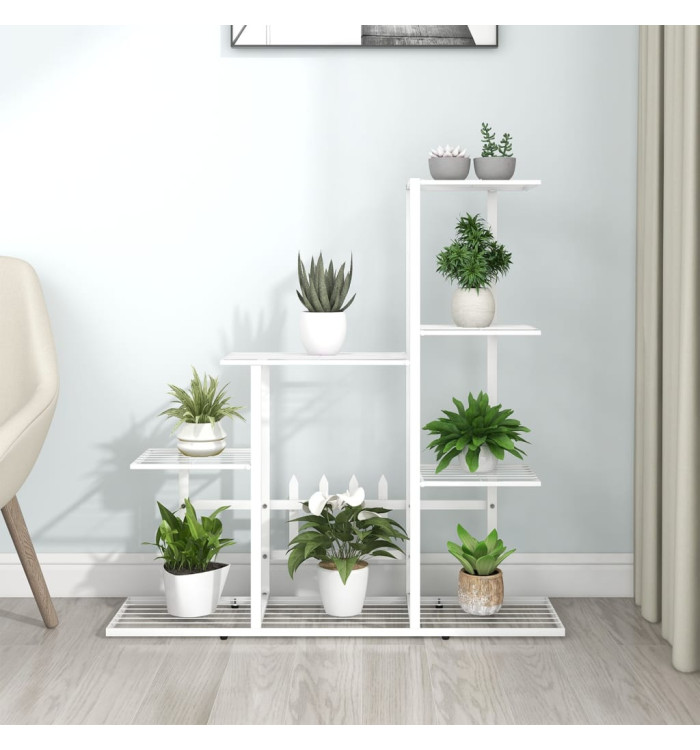 Support pour plantes 94,5x25x88 cm Blanc Métal | Mobilier & Déco