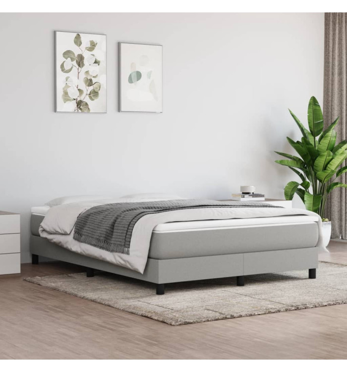 Sommier à lattes de lit avec matelas Gris clair 140x190cm Tissu | Mobilier & Déco