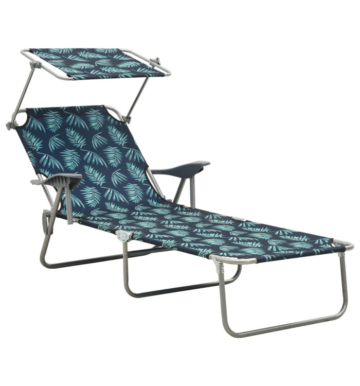 Chaise longue avec auvent acier motif de feuilles | Mobilier & Déco