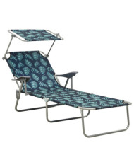 Chaise longue avec auvent acier motif de feuilles | Mobilier & Déco