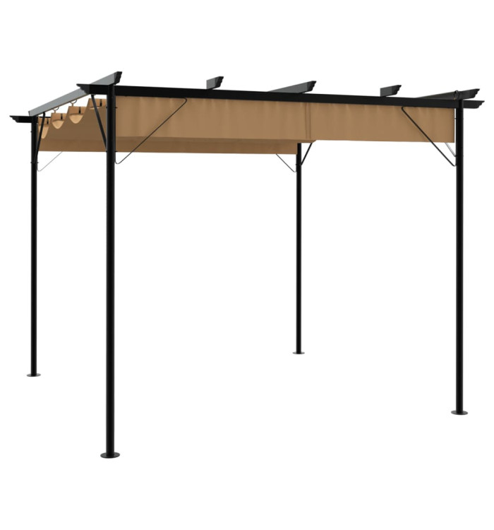 Pergola avec toit rétractable taupe 3x3 m acier 180 g/m² | Mobilier & Déco