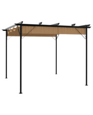Pergola avec toit rétractable taupe 3x3 m acier 180 g/m² | Mobilier & Déco