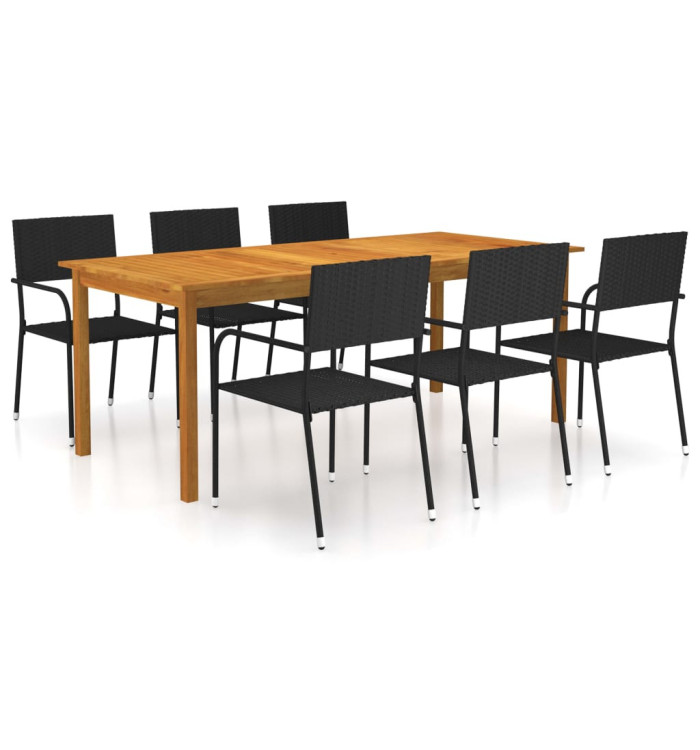 Ensemble à manger de jardin 7 pcs Noir | Mobilier & Déco
