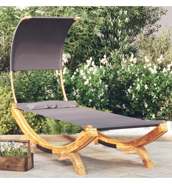 Lit repos et auvent 100x200x126 cm Bois courbé Anthracite | Mobilier & Déco