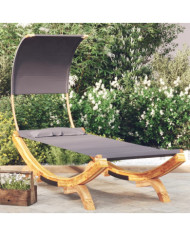 Lit repos et auvent 100x200x126 cm Bois courbé Anthracite | Mobilier & Déco
