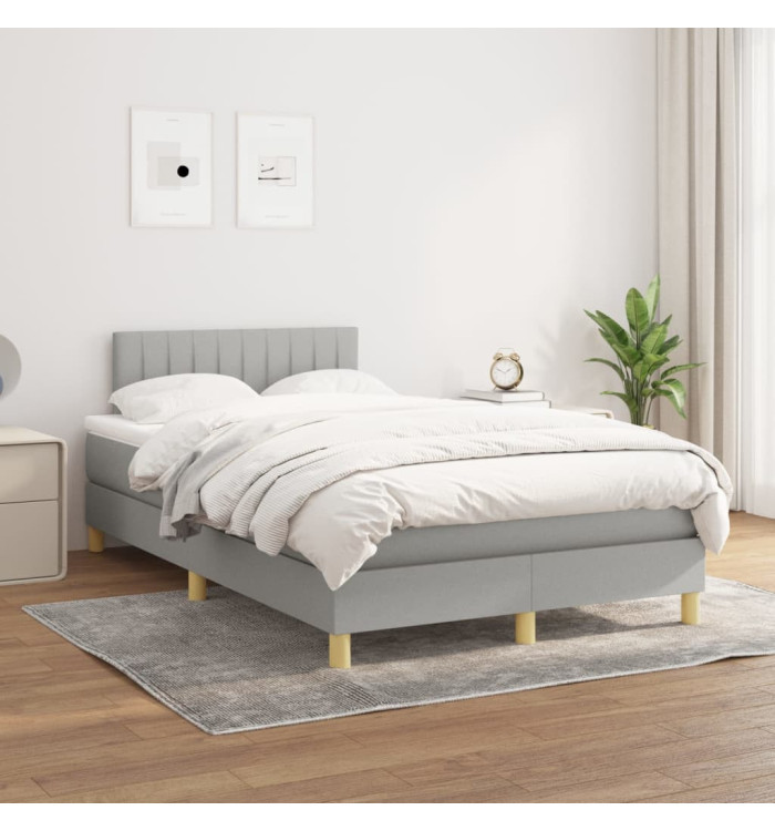 Sommier à lattes de lit avec matelas Gris clair 120x200cm Tissu | Mobilier & Déco