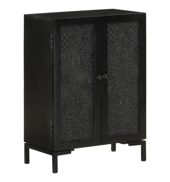 Buffet noir 55x30x77 cm bois massif de manguier et fer | Mobilier & Déco