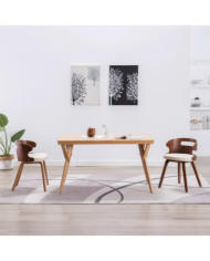 Chaises à manger lot de 2 crème bois courbé et similicuir | Mobilier & Déco