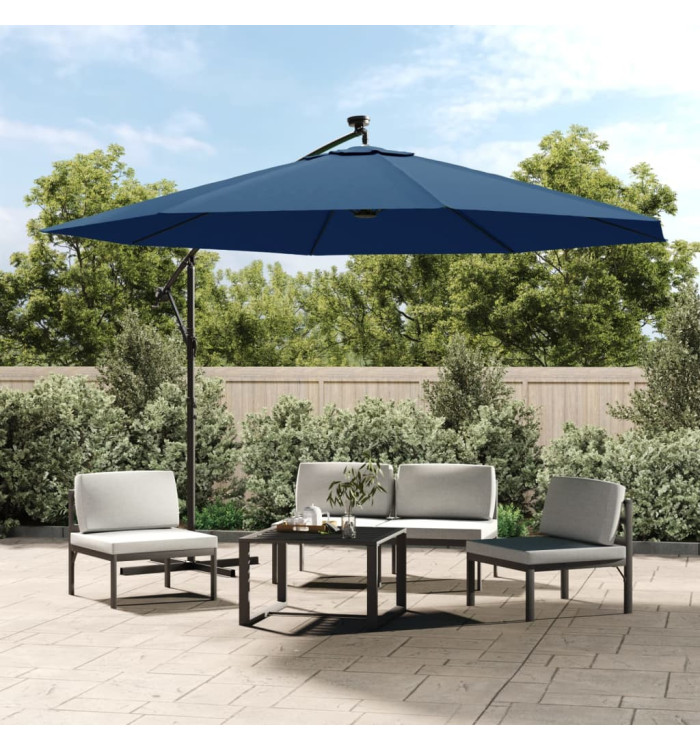 Parasol de jardin en porte-à-faux avec lumières LED bleu azuré | Mobilier & Déco