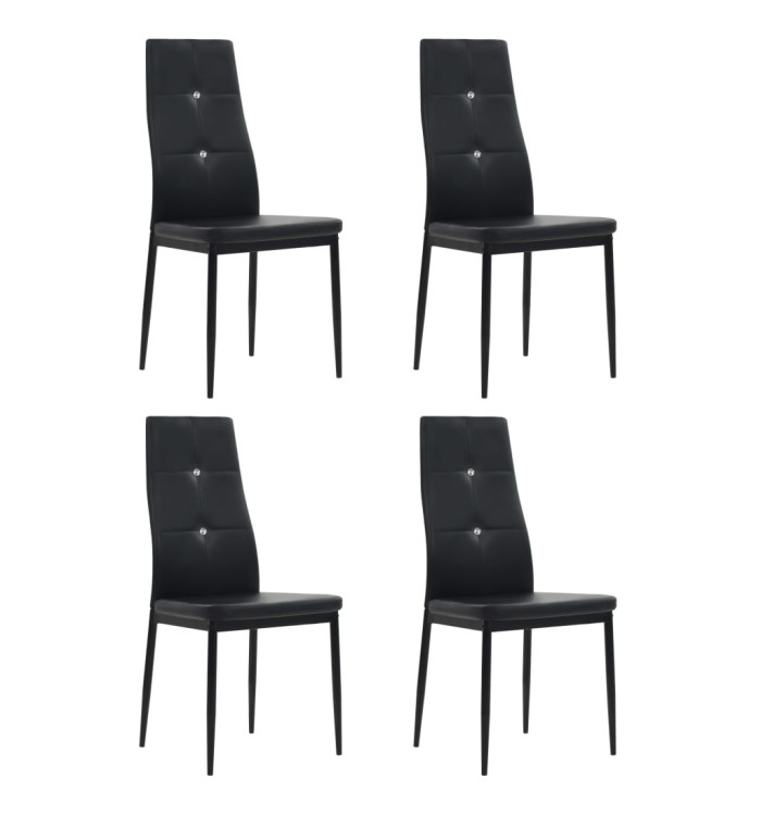 Chaises à manger lot de 4 noir similicuir | Mobilier & Déco