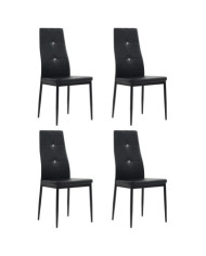 Chaises à manger lot de 4 noir similicuir | Mobilier & Déco