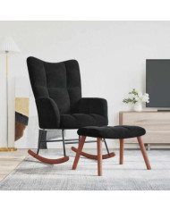 Chaise à bascule avec repose-pied Noir Velours | Mobilier & Déco