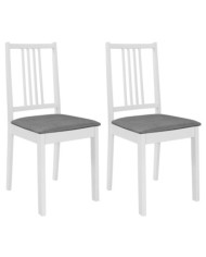 Chaises à manger avec coussins lot de 2 blanc bois solide | Mobilier & Déco