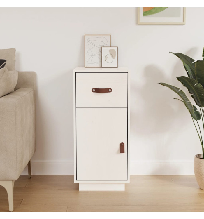 Buffet Blanc 34x40x75 cm Bois massif de pin | Mobilier & Déco
