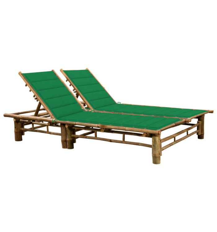 Chaise longue pour 2 personnes avec coussins Bambou | Mobilier & Déco