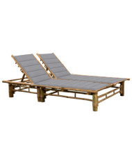 Chaise longue pour 2 personnes avec coussins Bambou | Mobilier & Déco